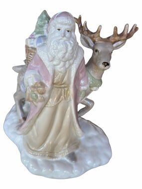 Holiday Classics Old World Santa Reindeer 9" Porcelain Figurine 1990 Vintage